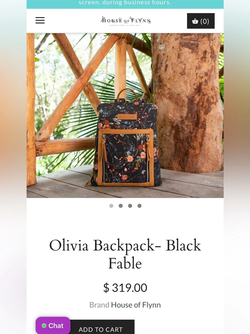 House of Flynn Floral Canvas Olivia Backpack in Black